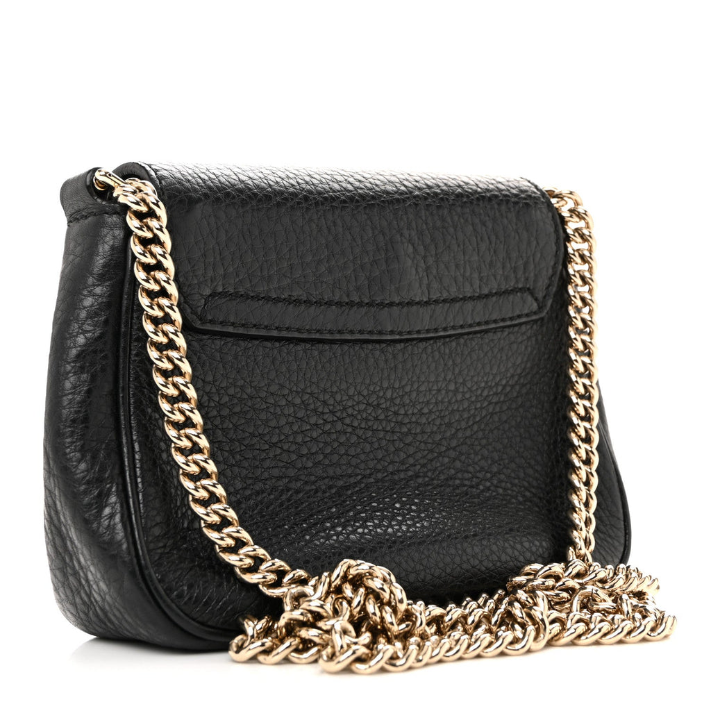 Pebbled Calfskin Small Soho Flap Crossbody Black