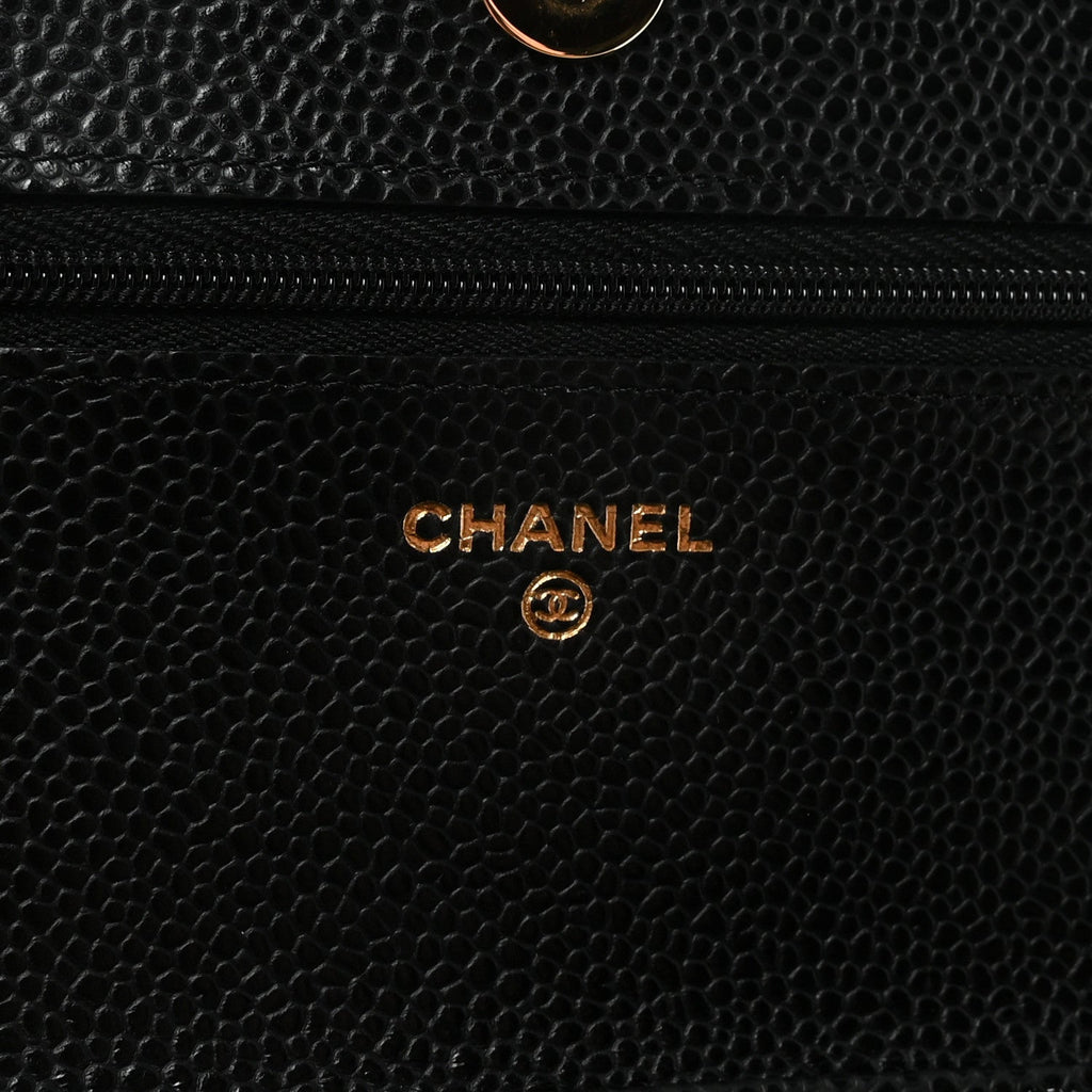 Caviar Quilted Wallet on Chain WOC Black