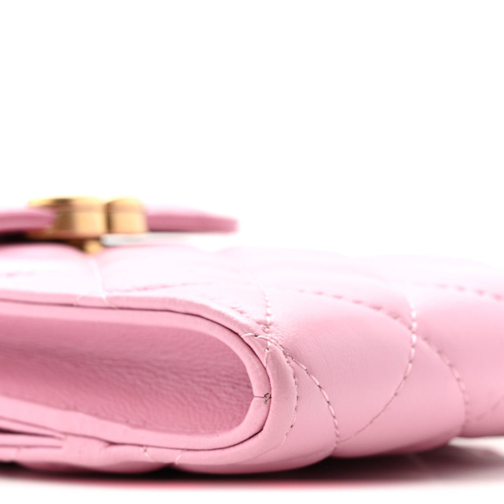 Lambskin Quilted Lacquered Chain Phone Holder With Chain Dark Pink