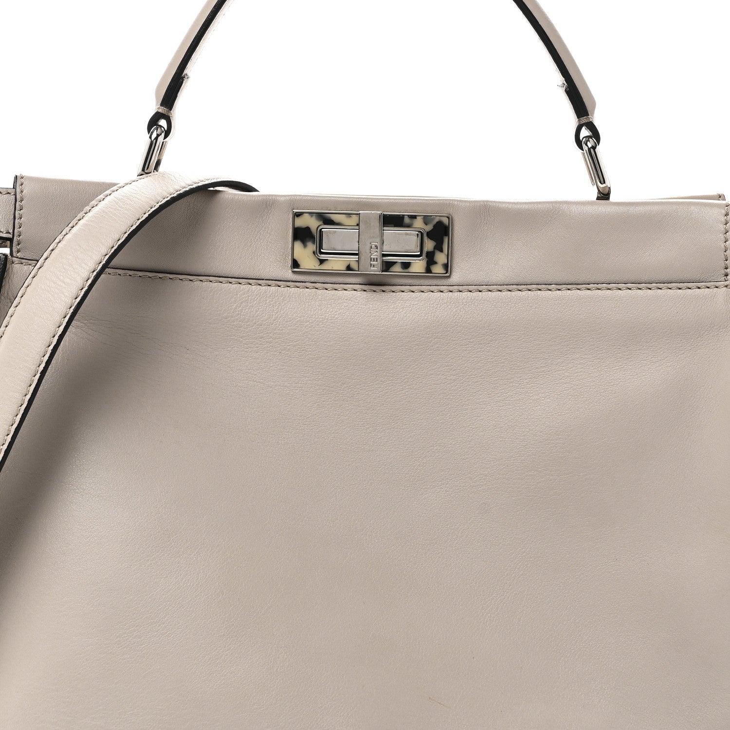 Vitello Seta Plexiglass Granite Large Peekaboo Iconic Satchel Polvere