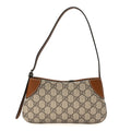 GG Monogram Calfskin Small Emblem Shoulder Bag Beige Dark Brown