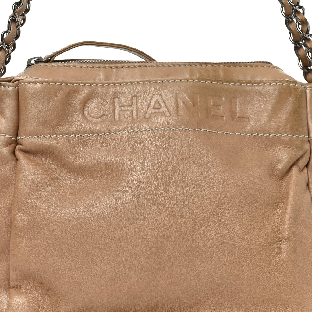 Lambskin Lax Accordion Hobo Beige