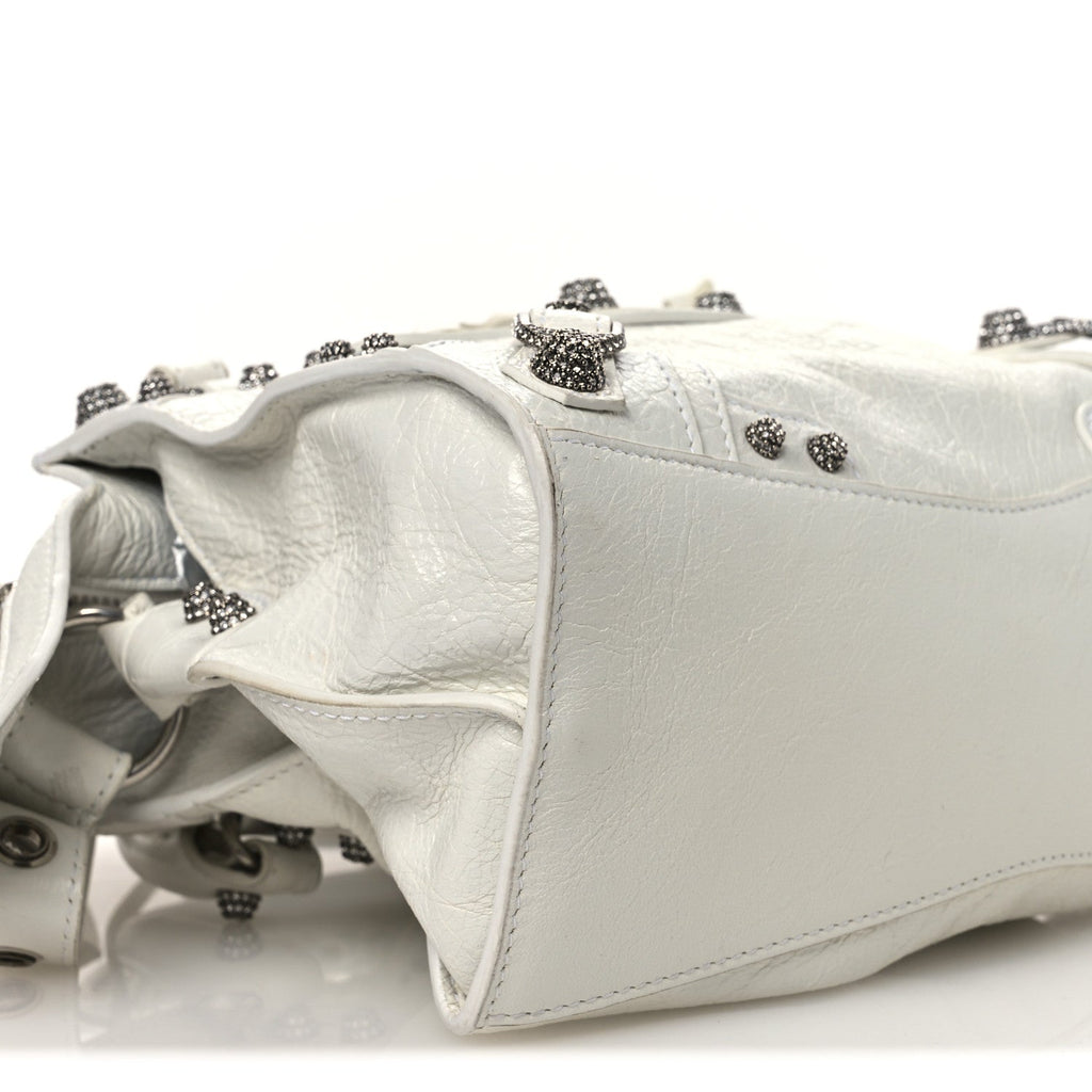 Agneau Arena Crystal Neo Cagole Handbag XS Optic White