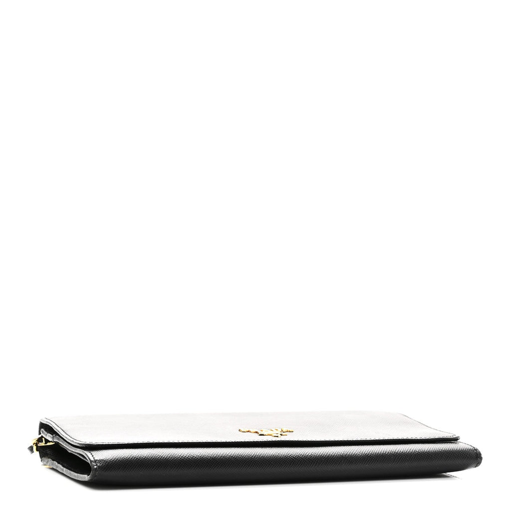 Saffiano Metal Oro Chain Wallet Black