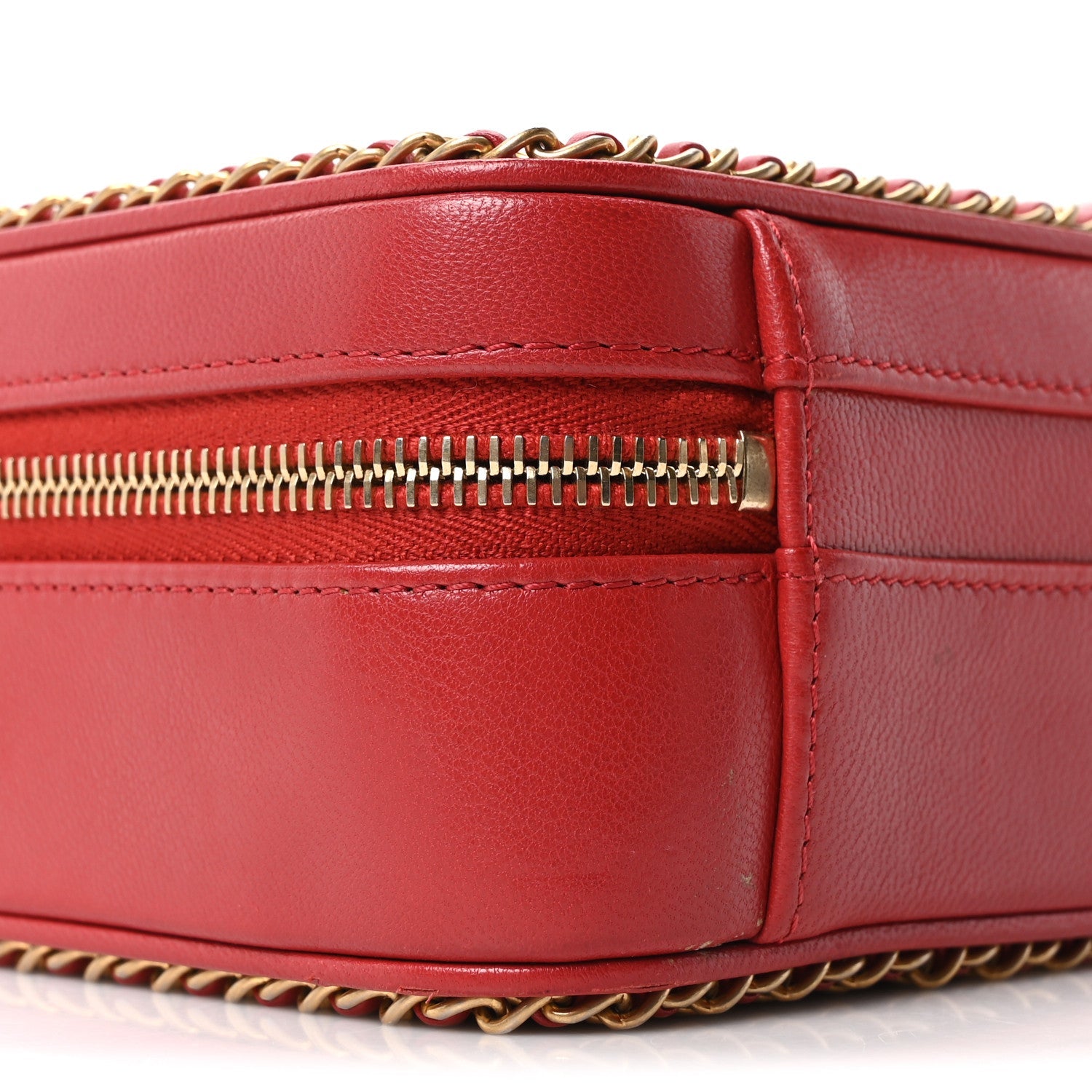 Goatskin Quilted Small CC Filigree Vanity Case Red