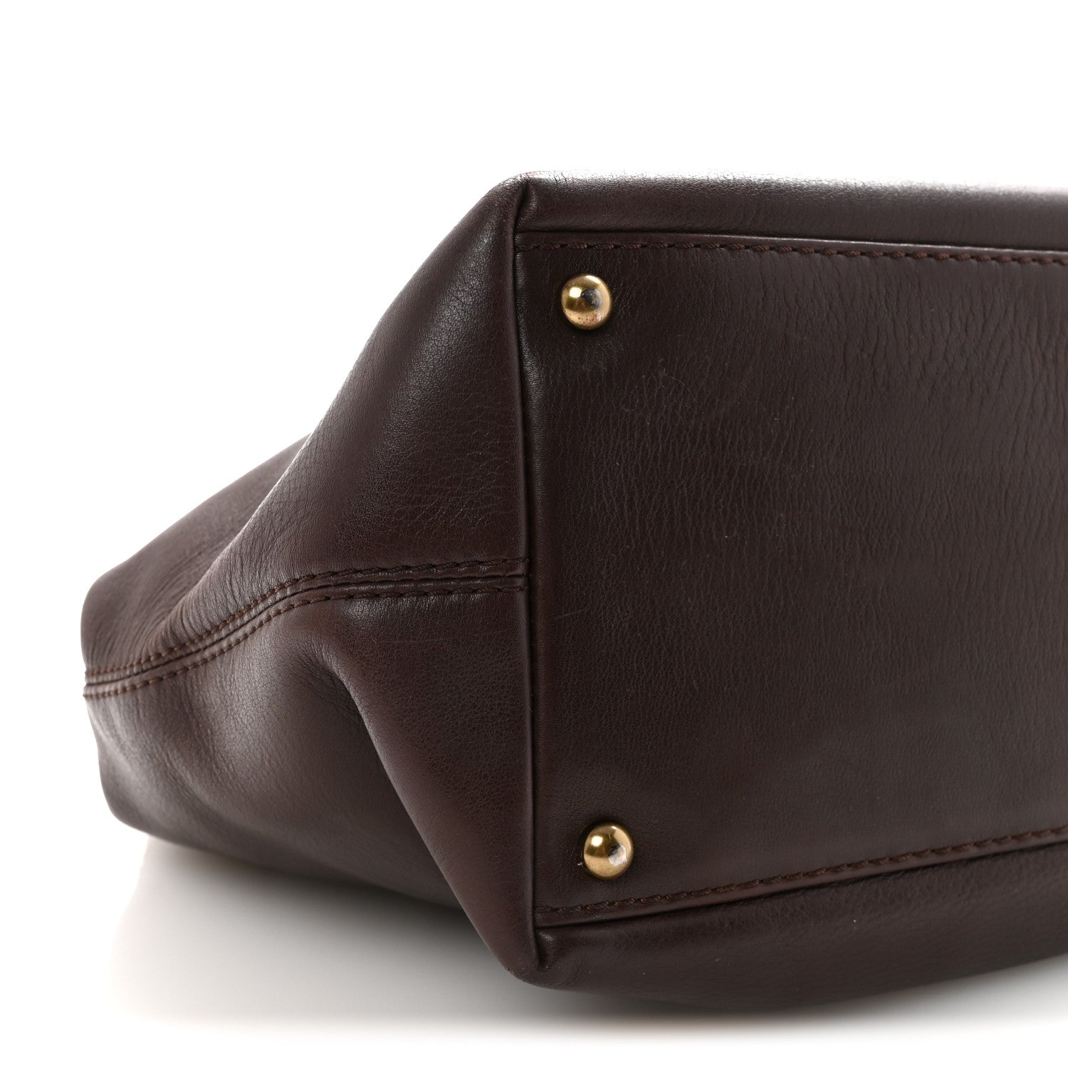 Calfskin Turnlock Shopper Tote Brown