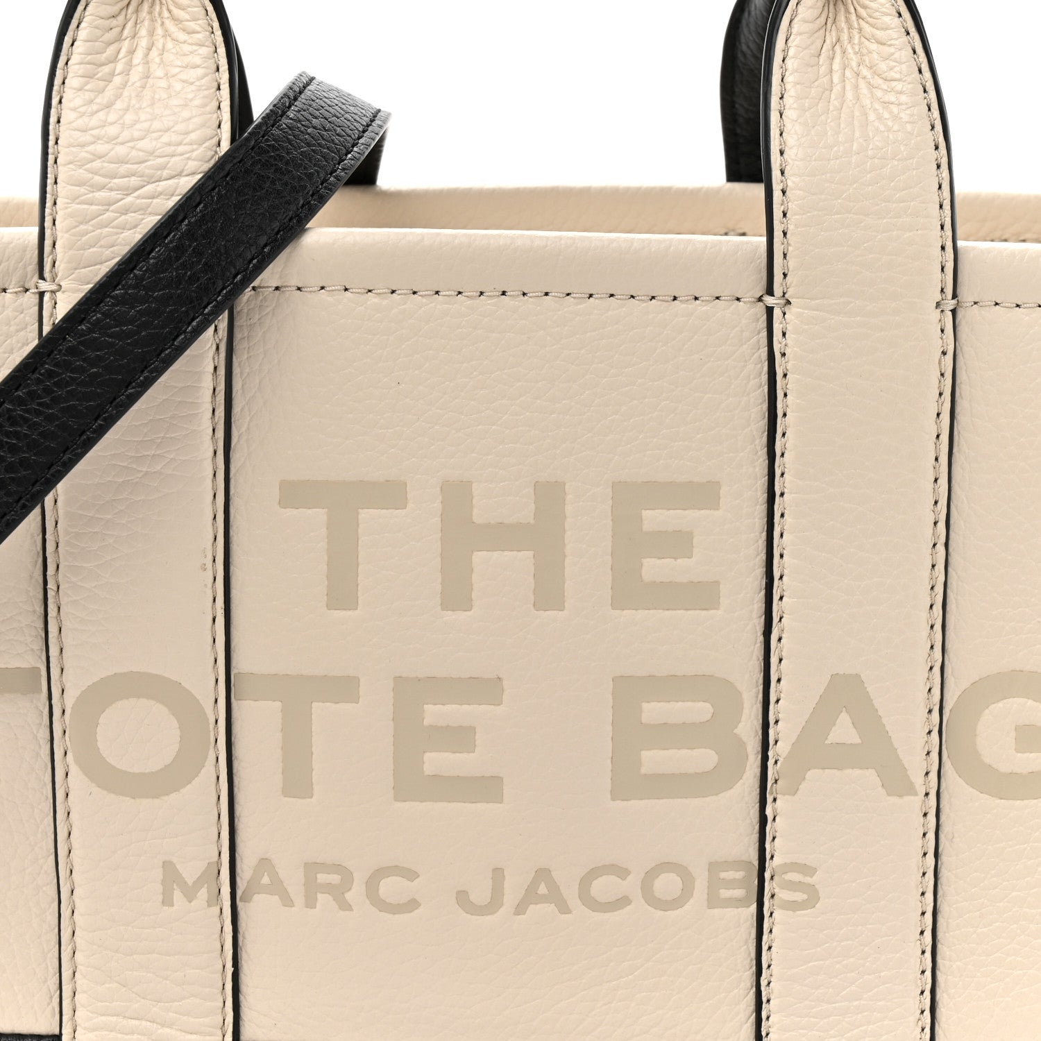 Grained Calfskin Small The Tote Bag Ivory Black