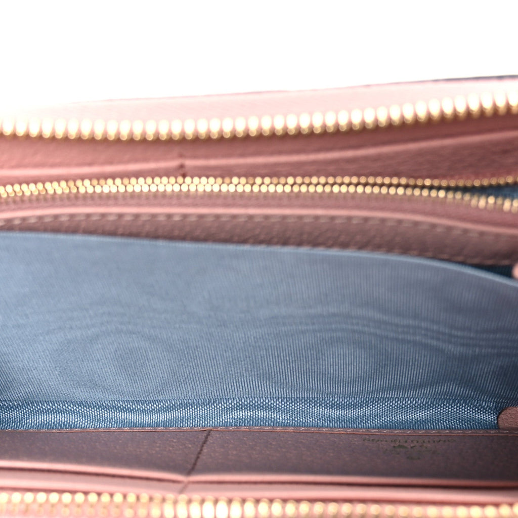 New Denim GG Monogram Calfskin Love Parade Zip Around Wallet Light Pink