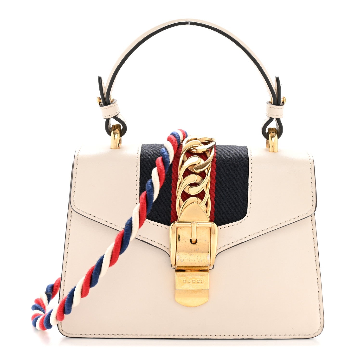 Calfskin Mini Sylvie Top Handle Bag White