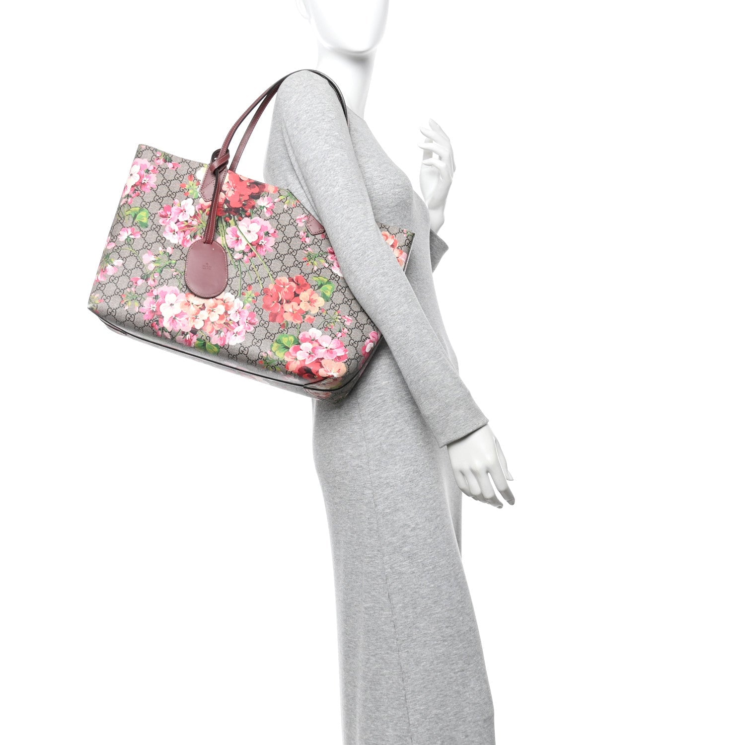 GG Supreme Monogram Blooms Medium Reversible Tote Beige Multicolor Dry Rose