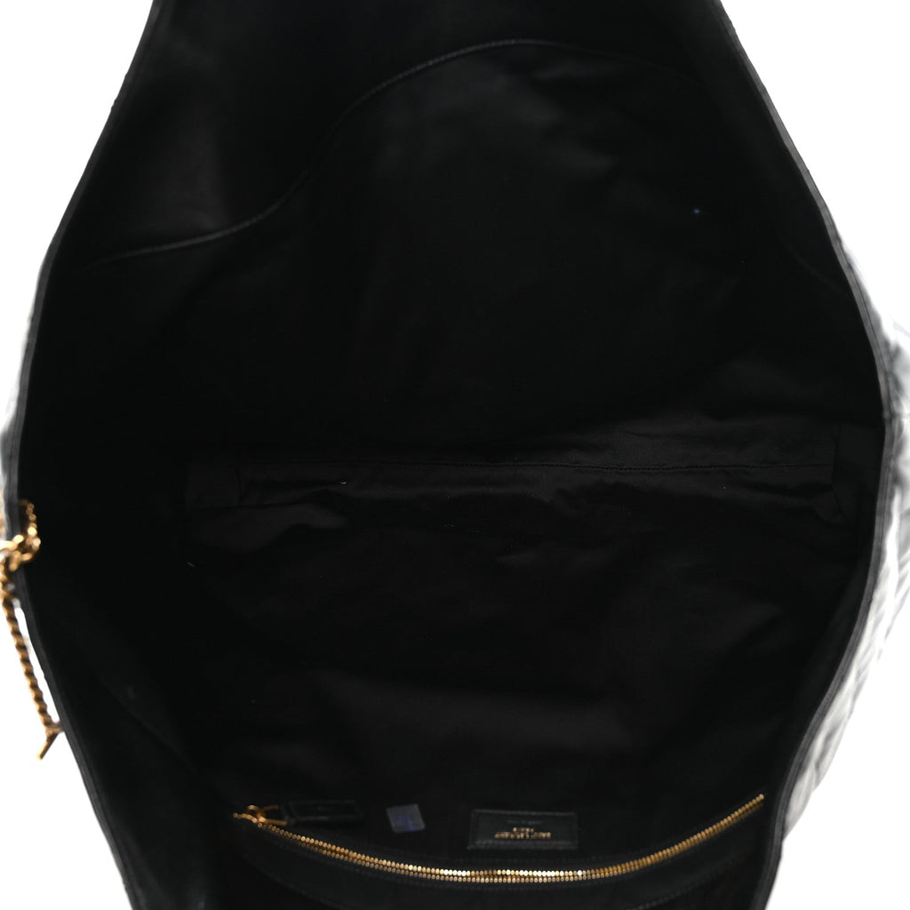 Lambskin Quilted Maxi Icare Shopping Tote Black