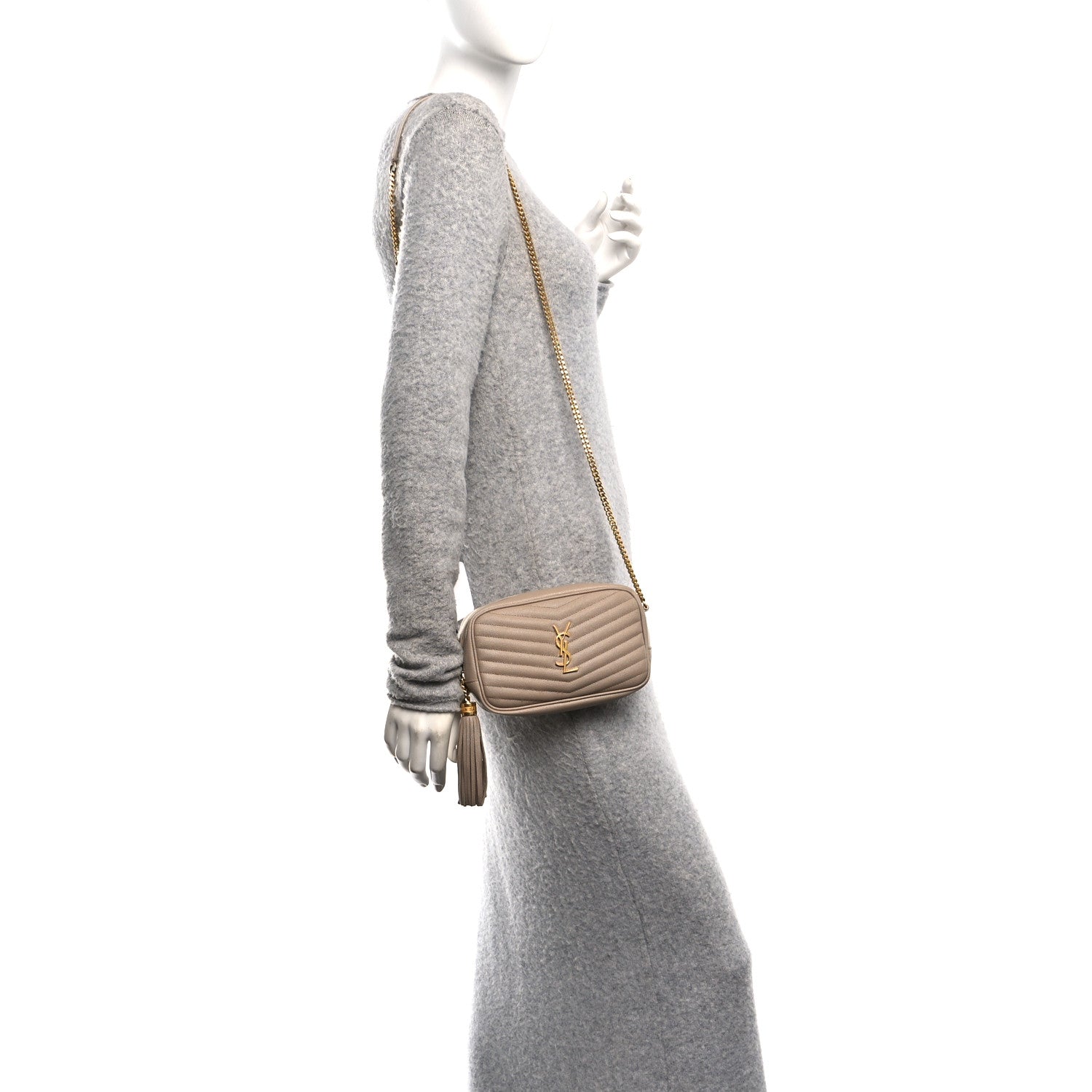 Grain De Poudre Matelasse Monogram Mini Lou Camera Bag Dark Beige