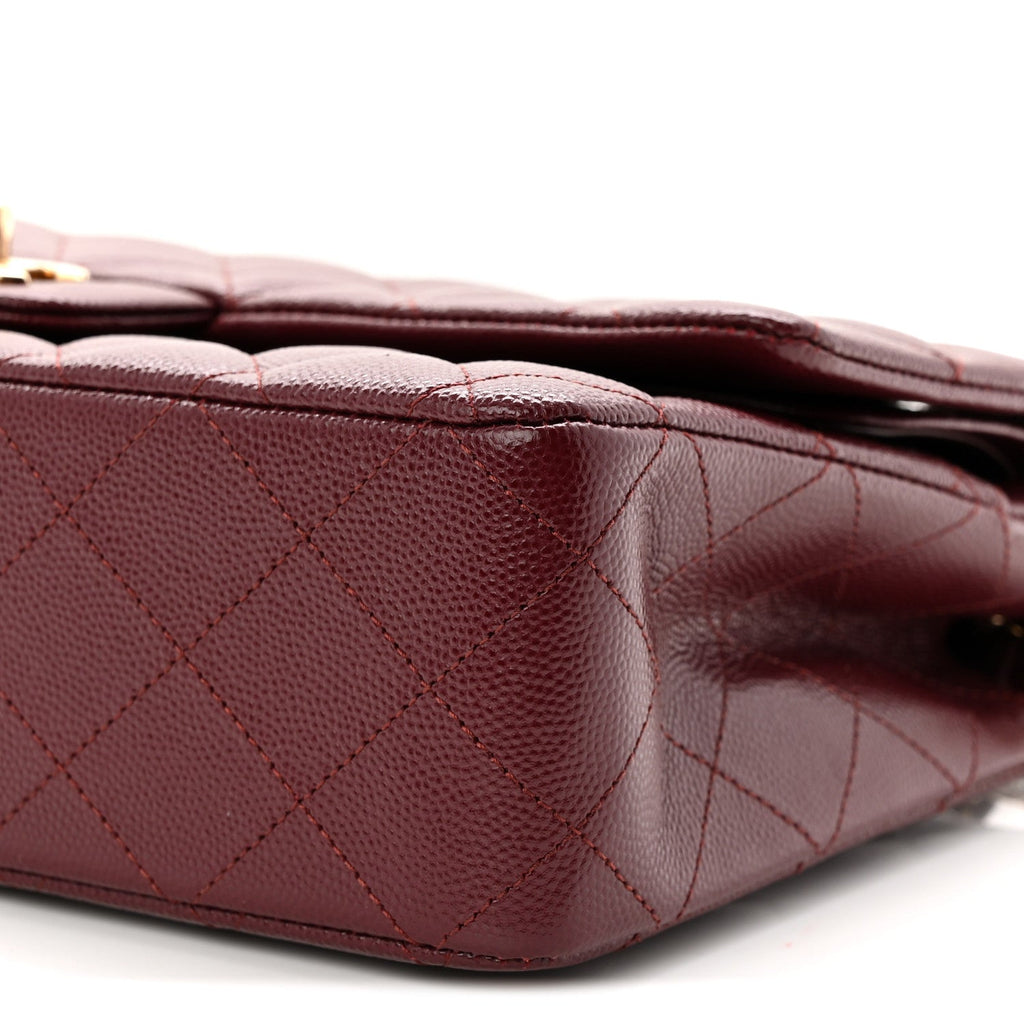 Caviar Quilted Medium Double Flap Burgundy