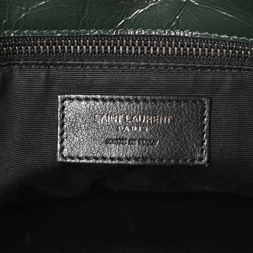 Crinkled Calfskin Matelasse Monogram Medium Niki Chain Satchel Dark Green