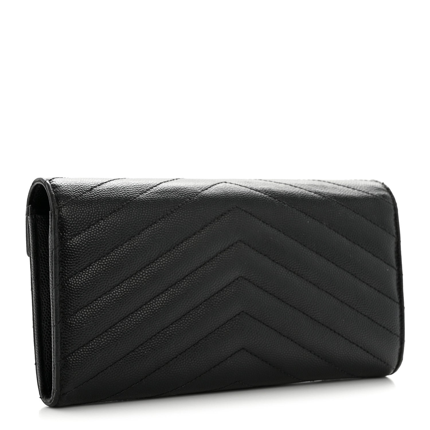 Grain De Poudre Matelasse Chevron Monogram Flap Wallet Black