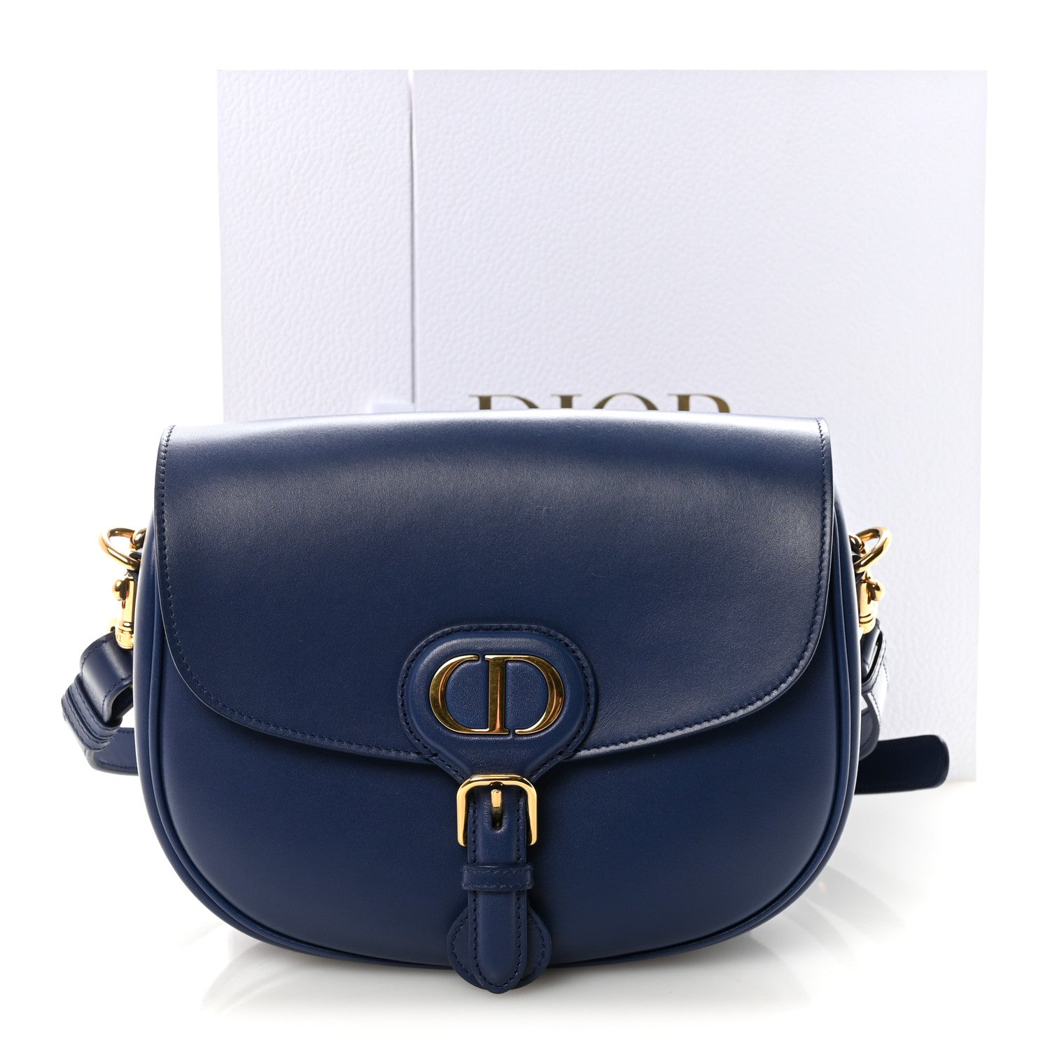 Box Calfskin Medium Bobby Flap Blue