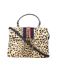 Gucci Sylvie Top Handle Medium Bag Leopard Calf Hair