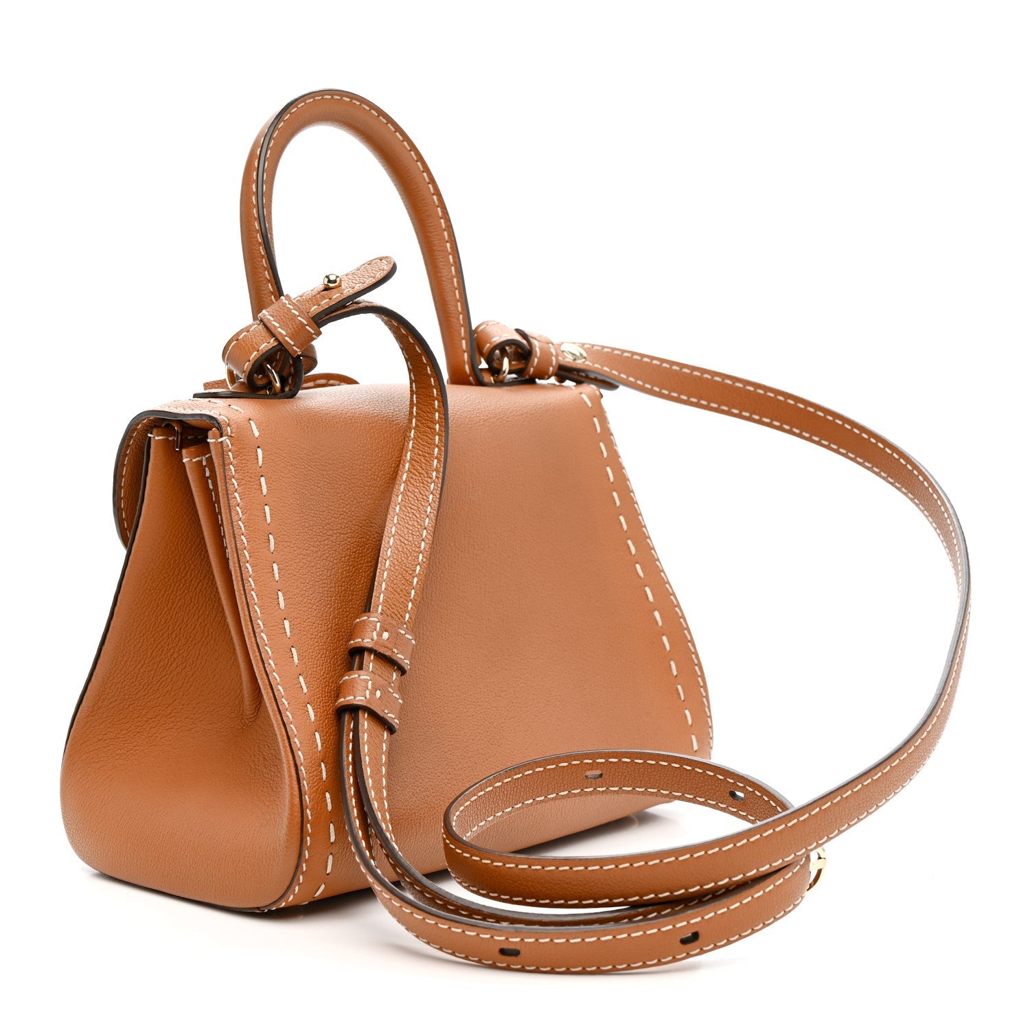 Grained Rodeo Calfskin Surpique Mini Brillant Satchel Vegetal Ivory