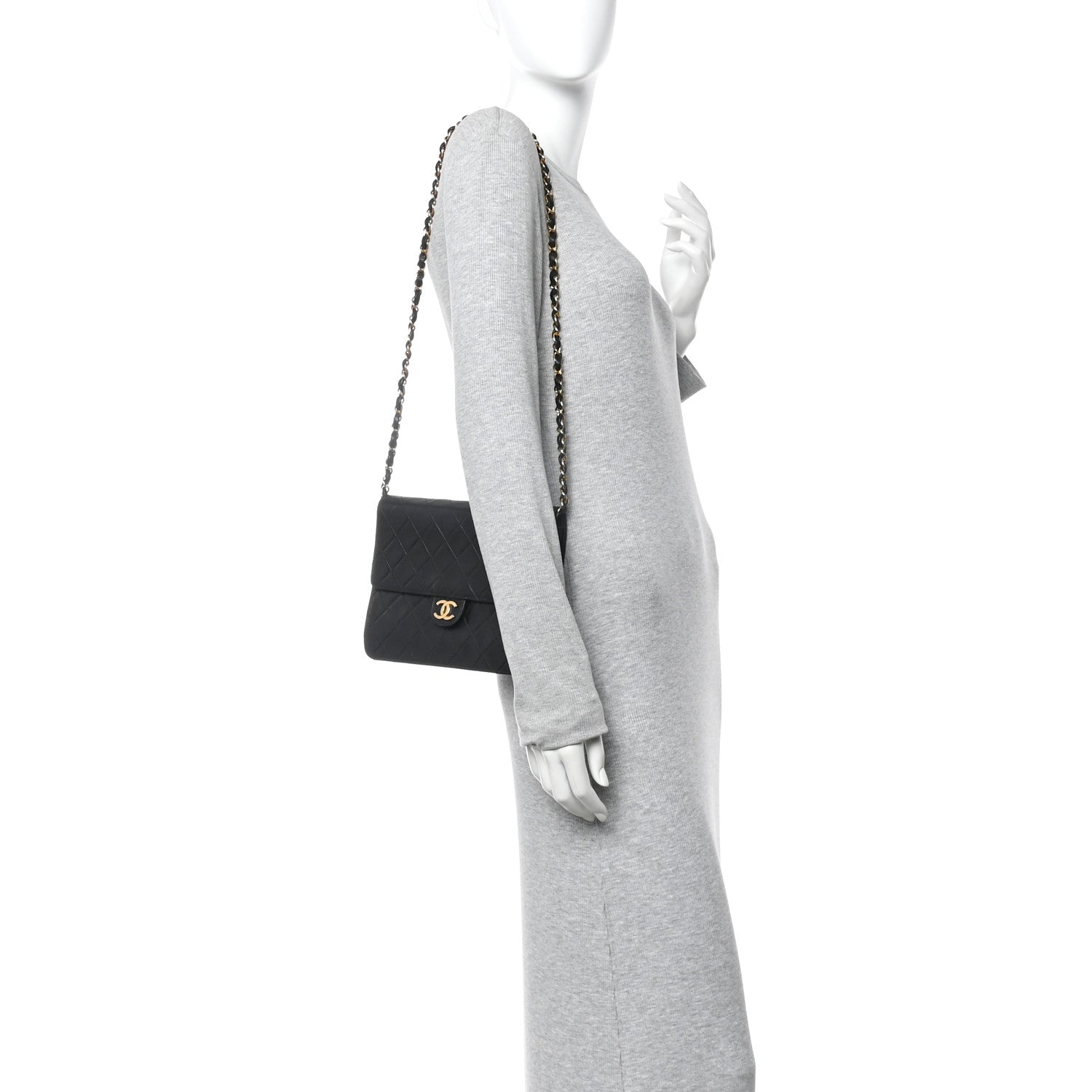 Lambskin Quilted Small Single Flap Bag Black