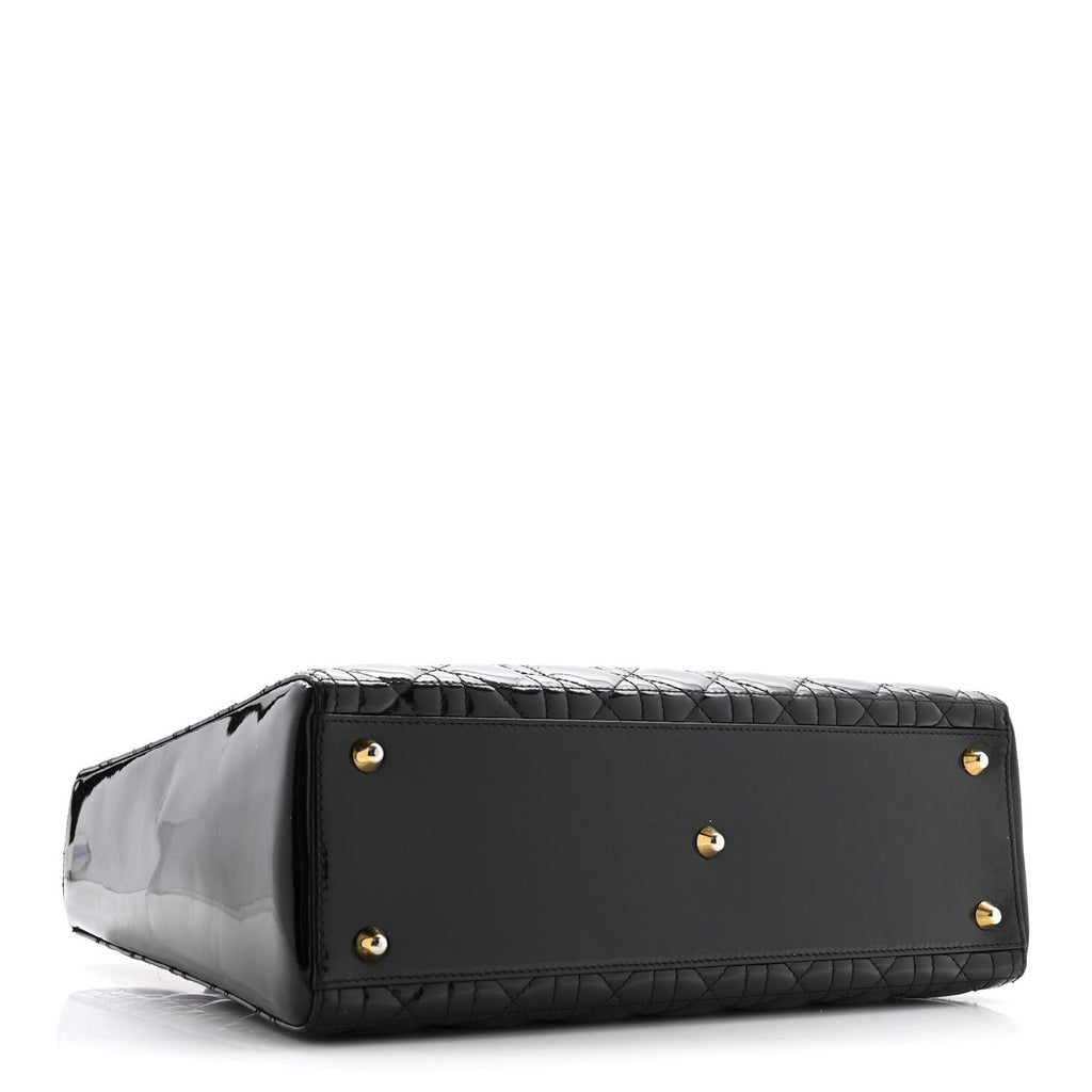 Patent Cannage Large Lady Dior Black
