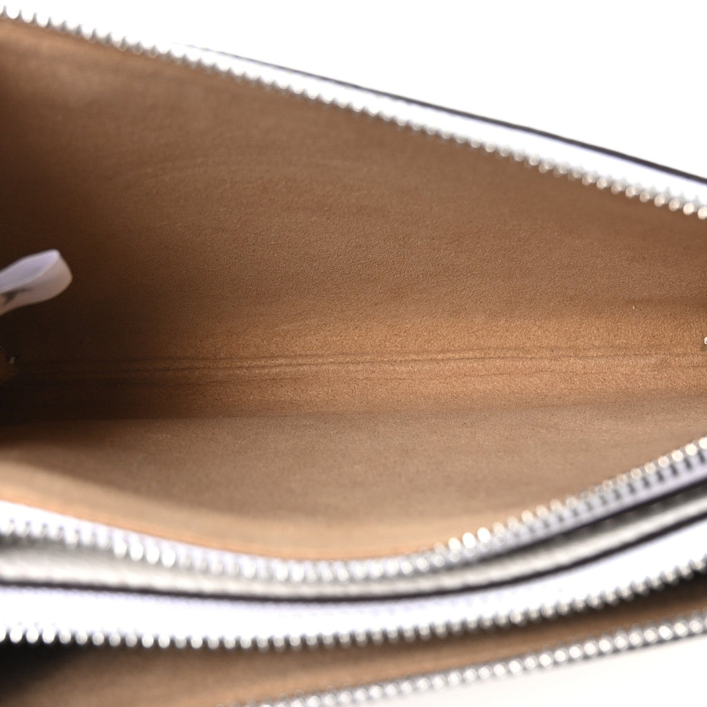 Grained Calfskin Milla Double Crossbody Bag White
