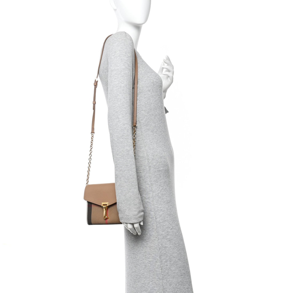 Derby Calfskin House Check Baby Macken Crossbody Bag Camel
