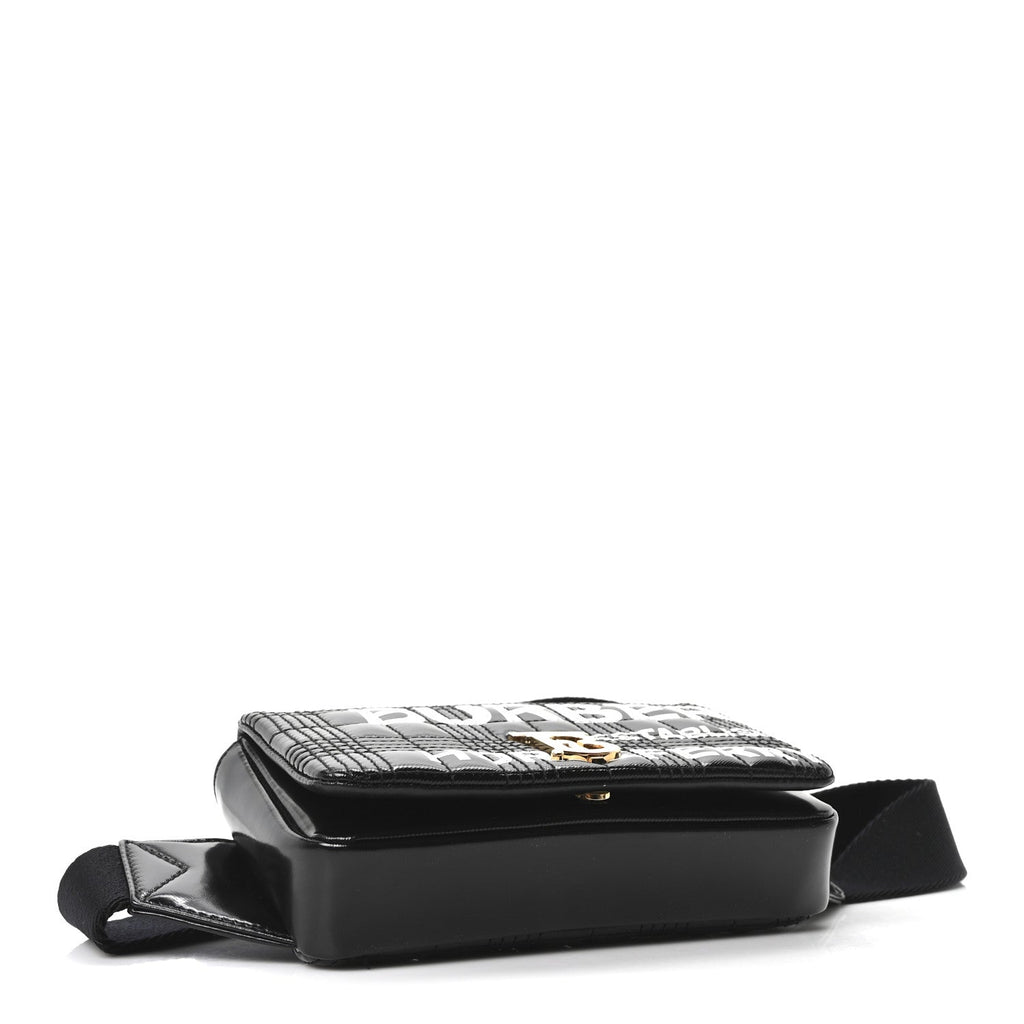 Patent Quilted Horseferry Print Lola Bum Bag Black