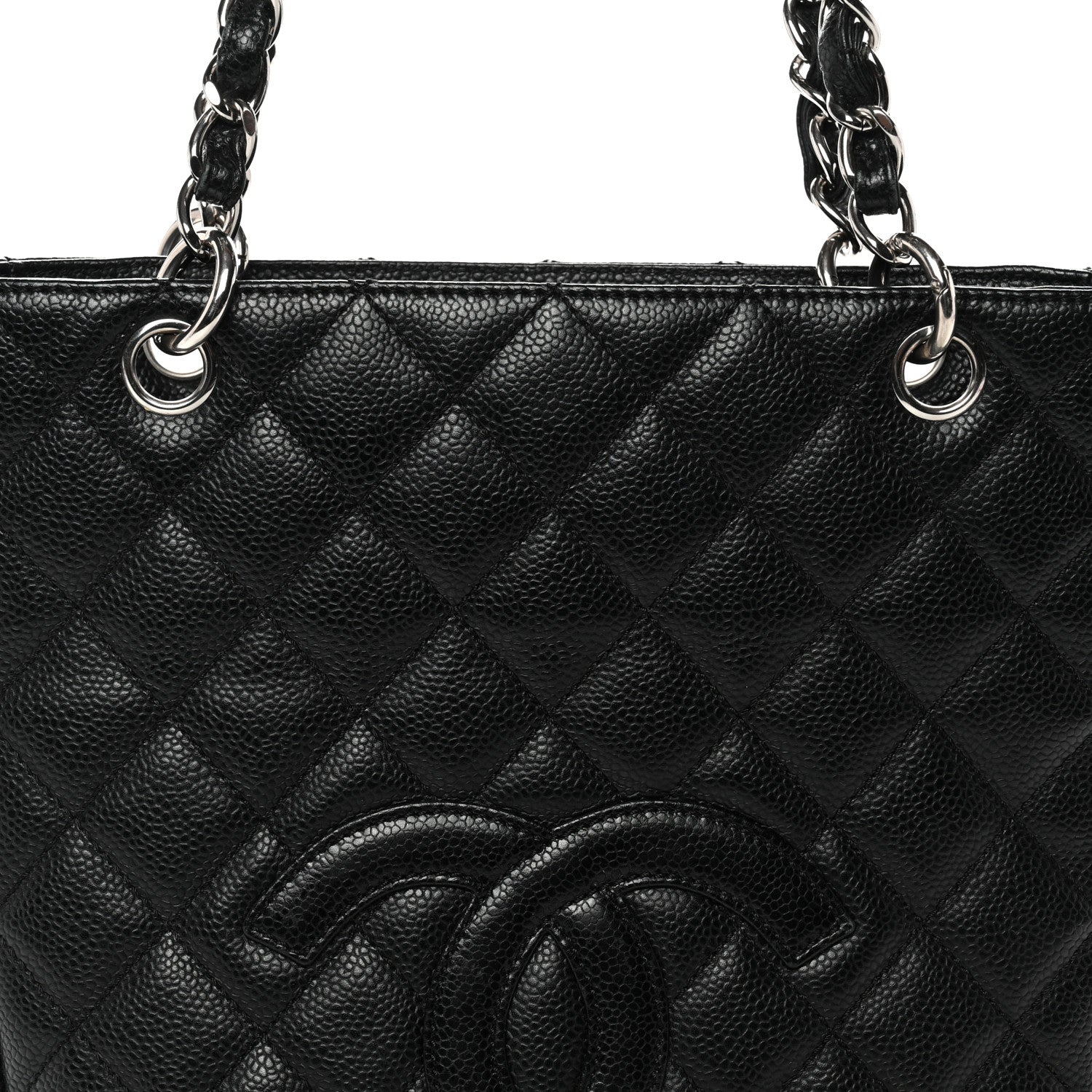 Caviar Quilted Petit Shopping Tote PST Black