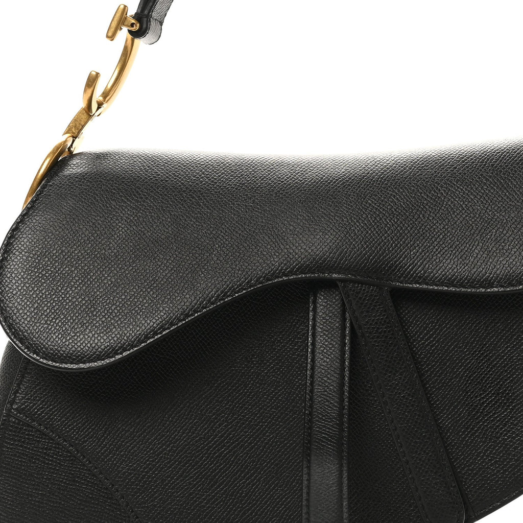 Grained Calfskin Saddle Bag Black