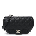 Calfskin Quilted CC Uniform Flap Belt Bag Black