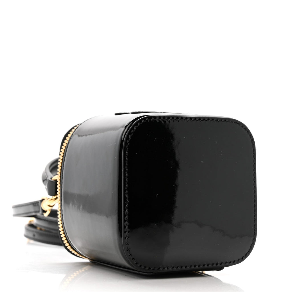 Patent Calfskin Triomphe Mini Vanity Case Black