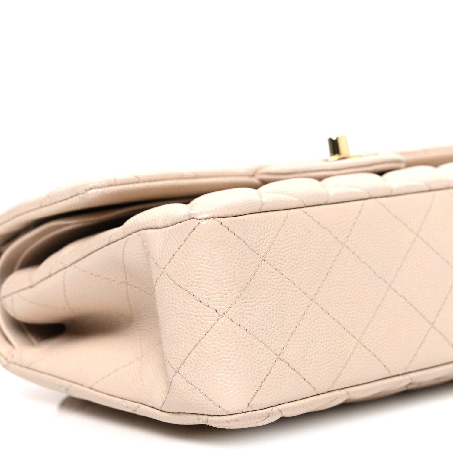 Caviar Quilted Small Double Flap Beige
