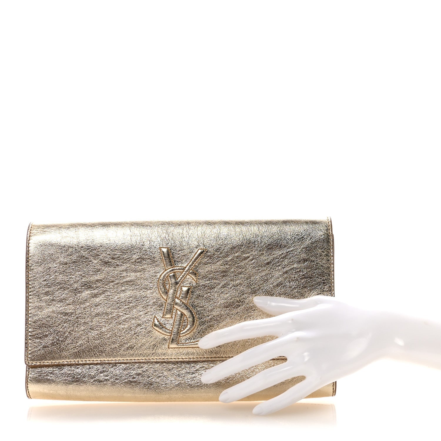 Metallic Calfskin Monogram Large Belle De Jour Clutch Gold