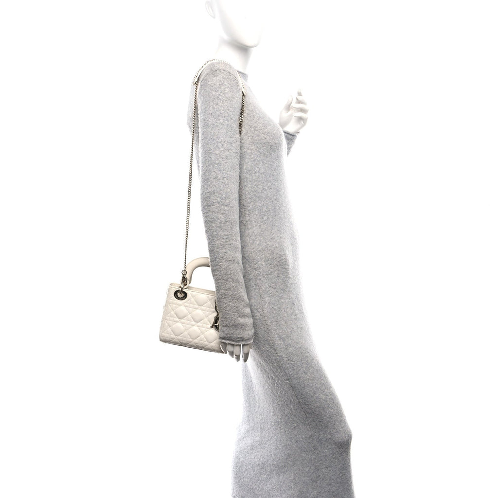 Lambskin Cannage Mini Lady Dior White