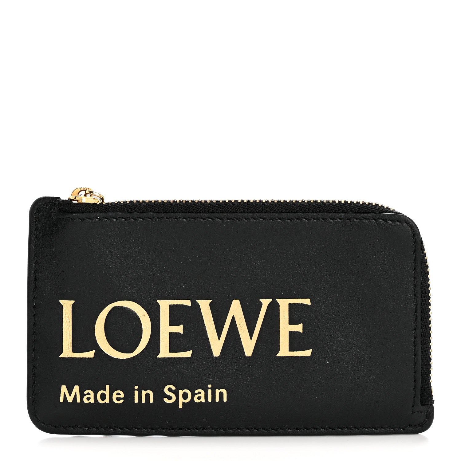 Calfskin Logo Coin  Holder Black