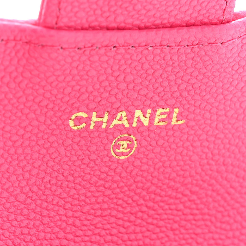 Caviar Quilted Flap  Holder Wallet Pink
