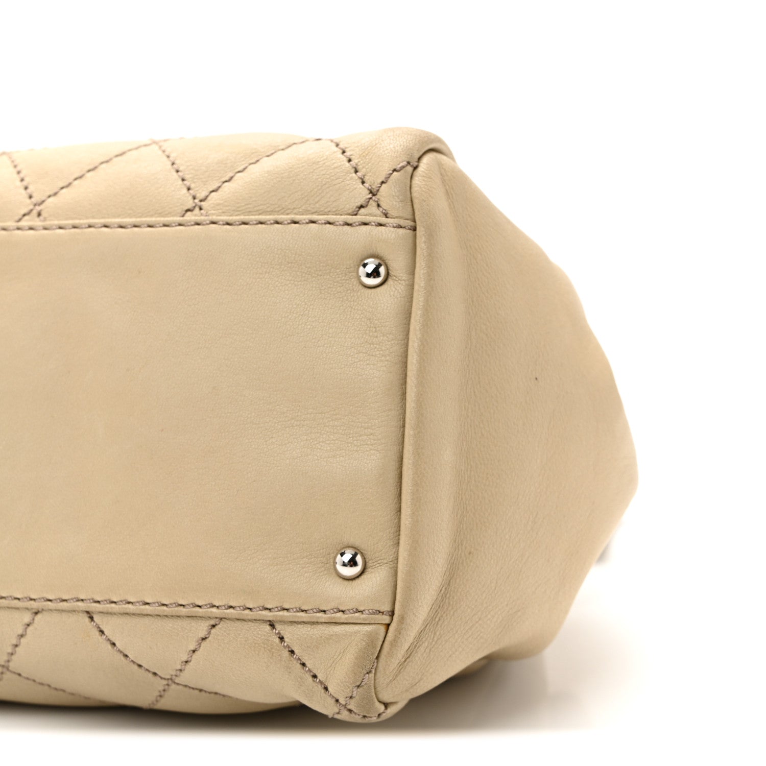 Lambskin Stitched Accordion Tote Beige