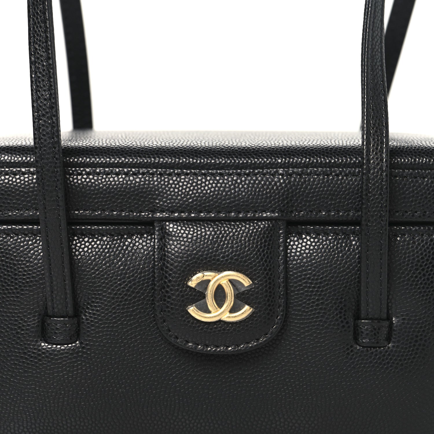 Shiny Caviar Preppy Coco Long Vanity With Strap Black