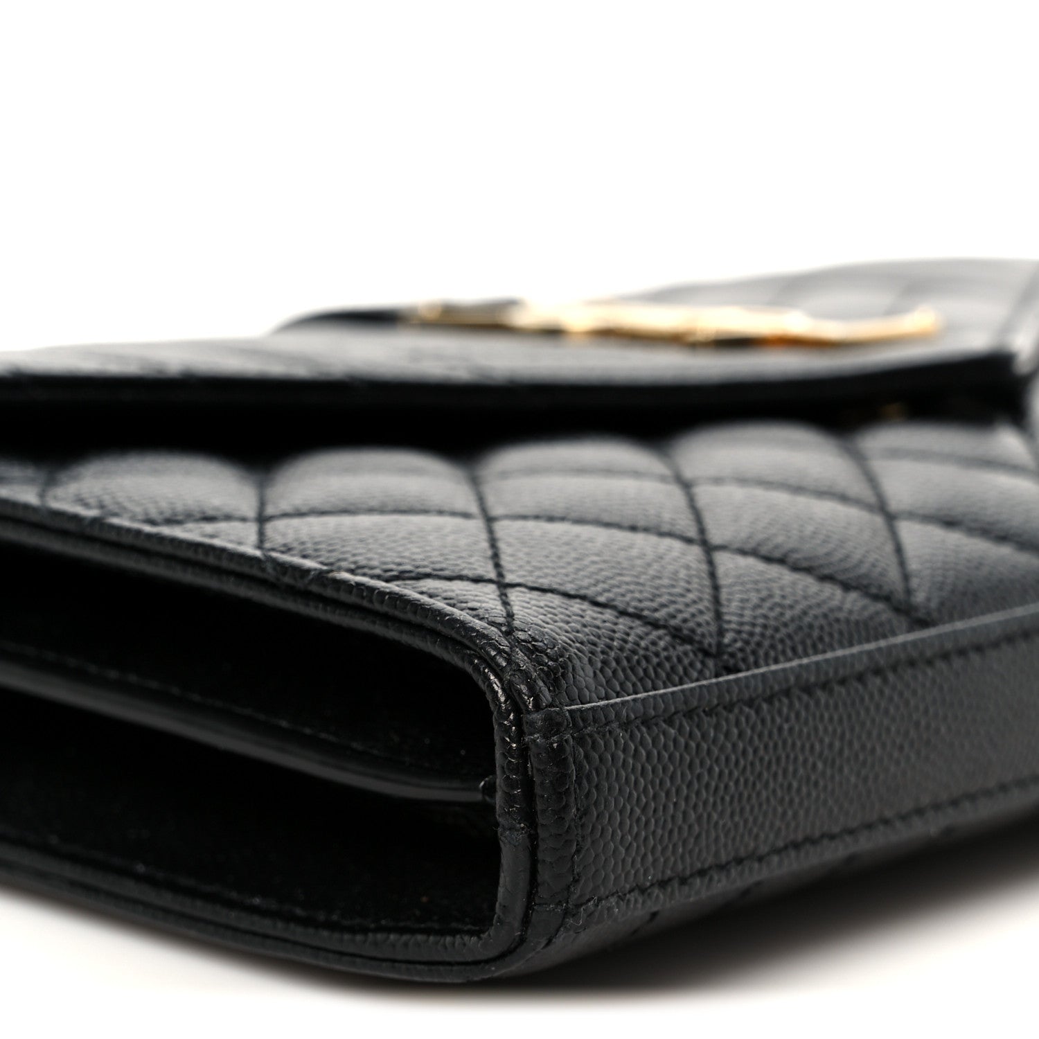 Grain De Poudre Mixed Matelasse Triquilt Monogram Chain Wallet Black