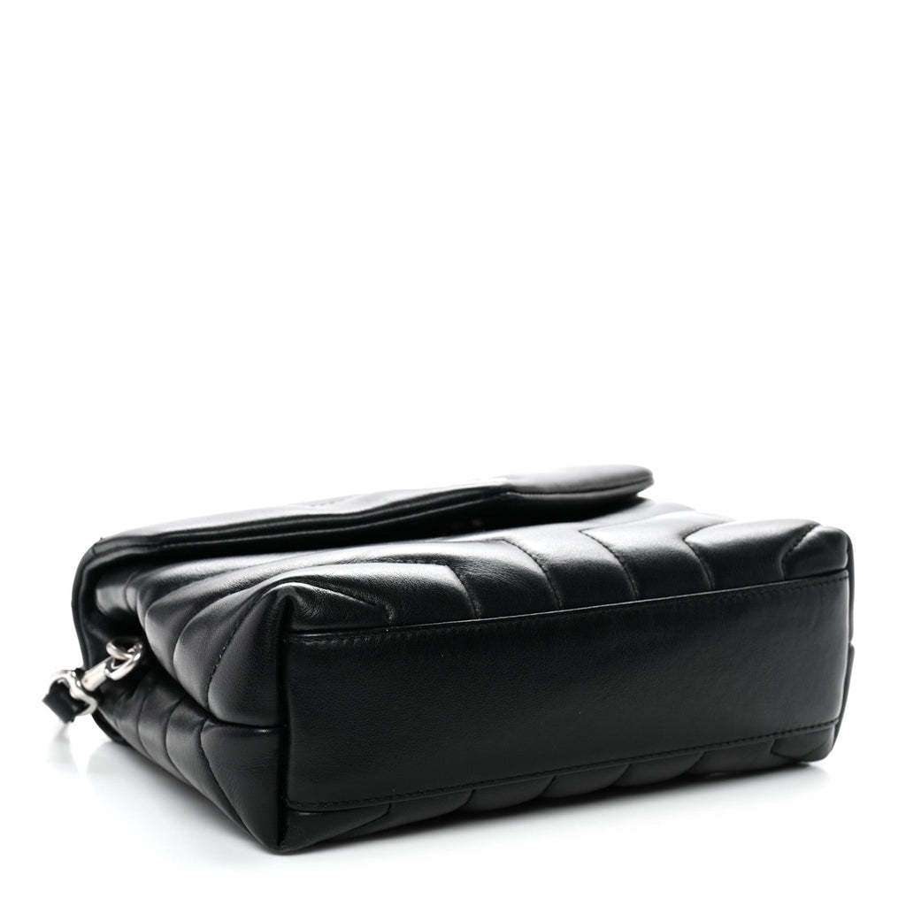 Calfskin Y Quilted Monogram Toy Loulou Crossbody Bag Black