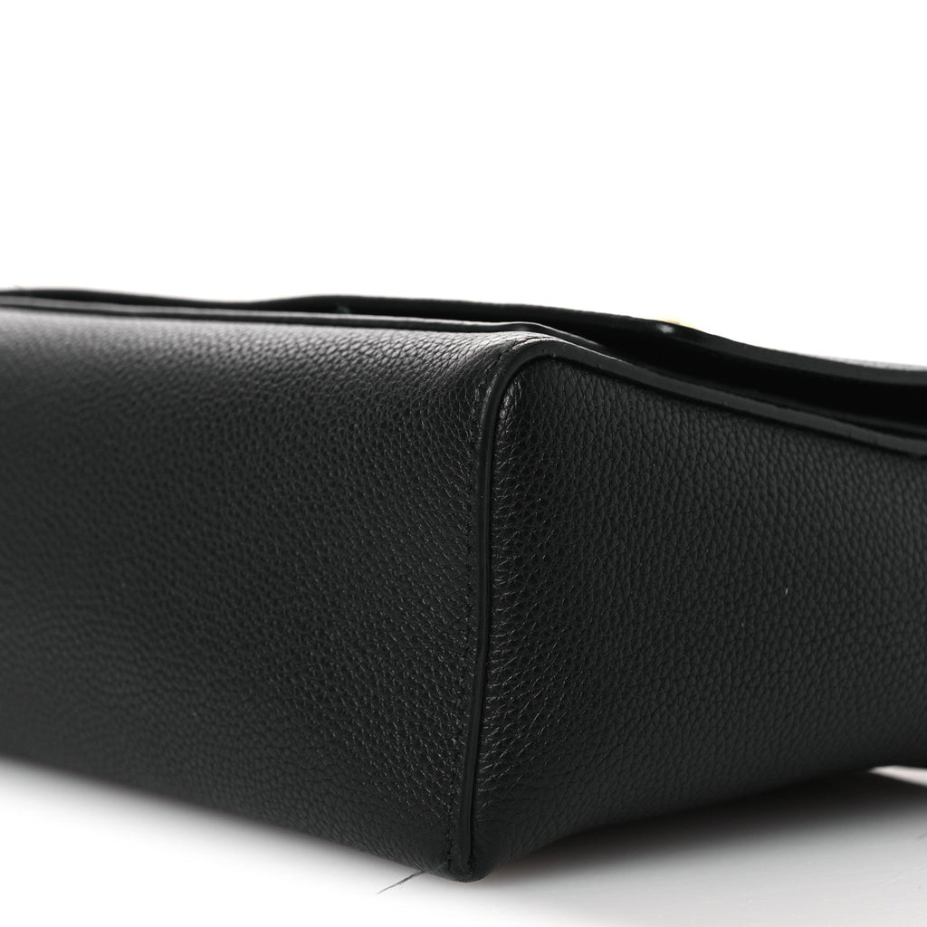 Grainy Calfskin Note Crossbody Bag Black