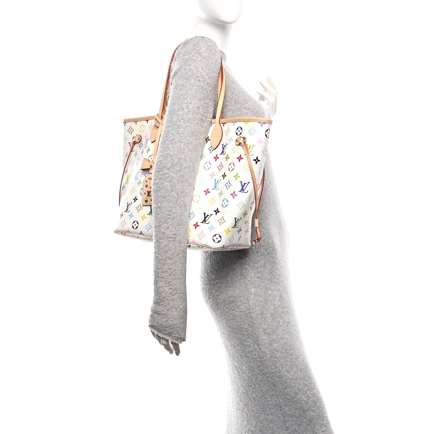 LV X TM Monogram Multicolor Neverfull MM White