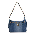 Washed Denim Quilted Mini Chanel 25 Handbag Blue