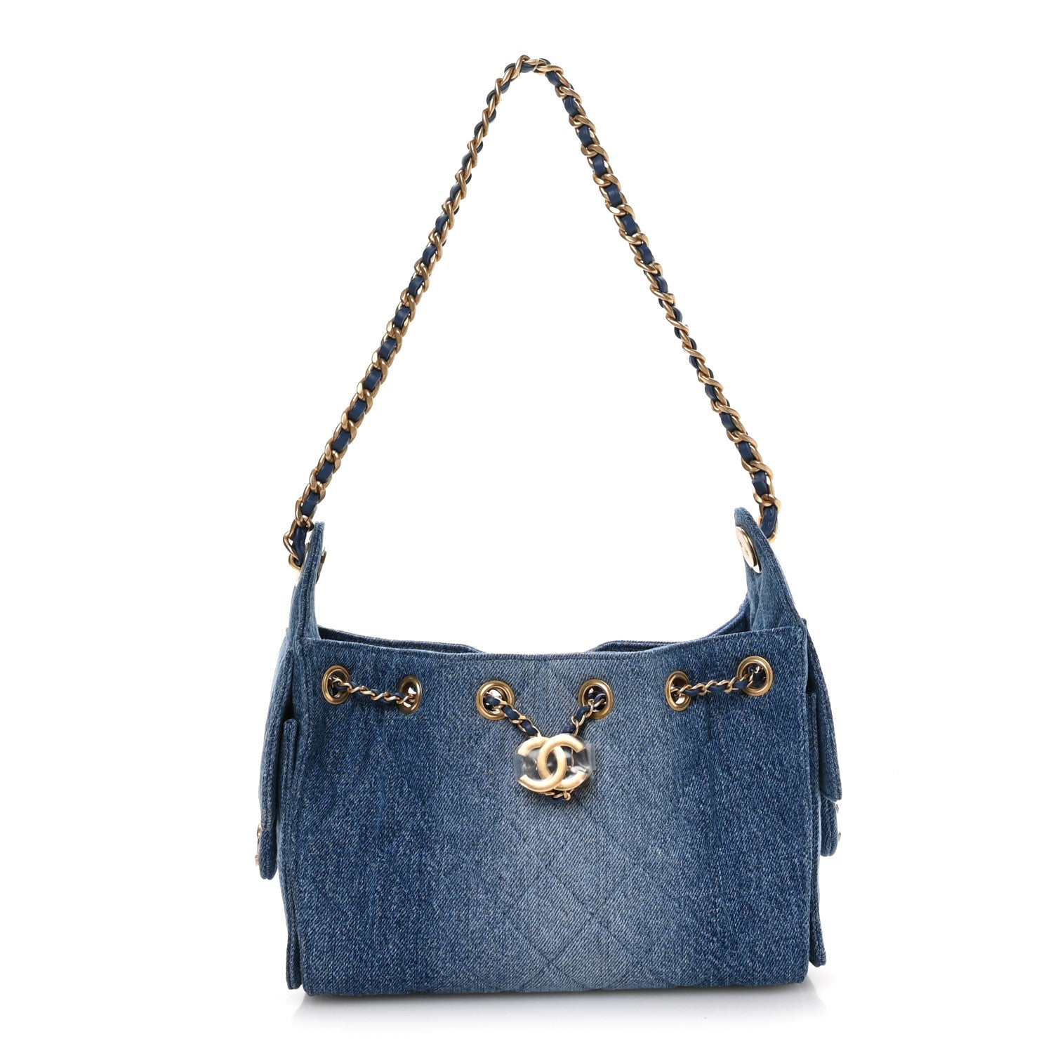 Washed Denim Quilted Mini Chanel 25 Handbag Blue