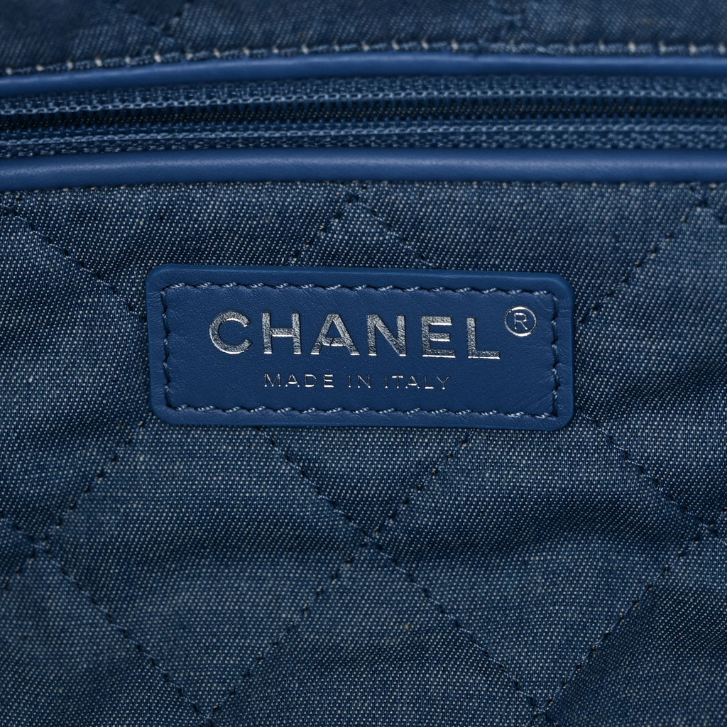 Denim Quilted Chanel 22 Blue