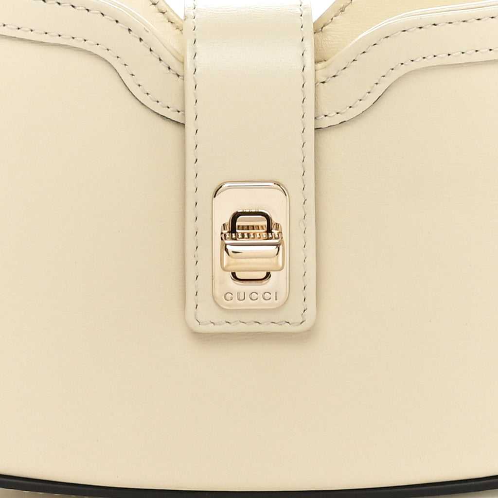 Calfskin Mini Moon Side Shoulder Bag Ivory