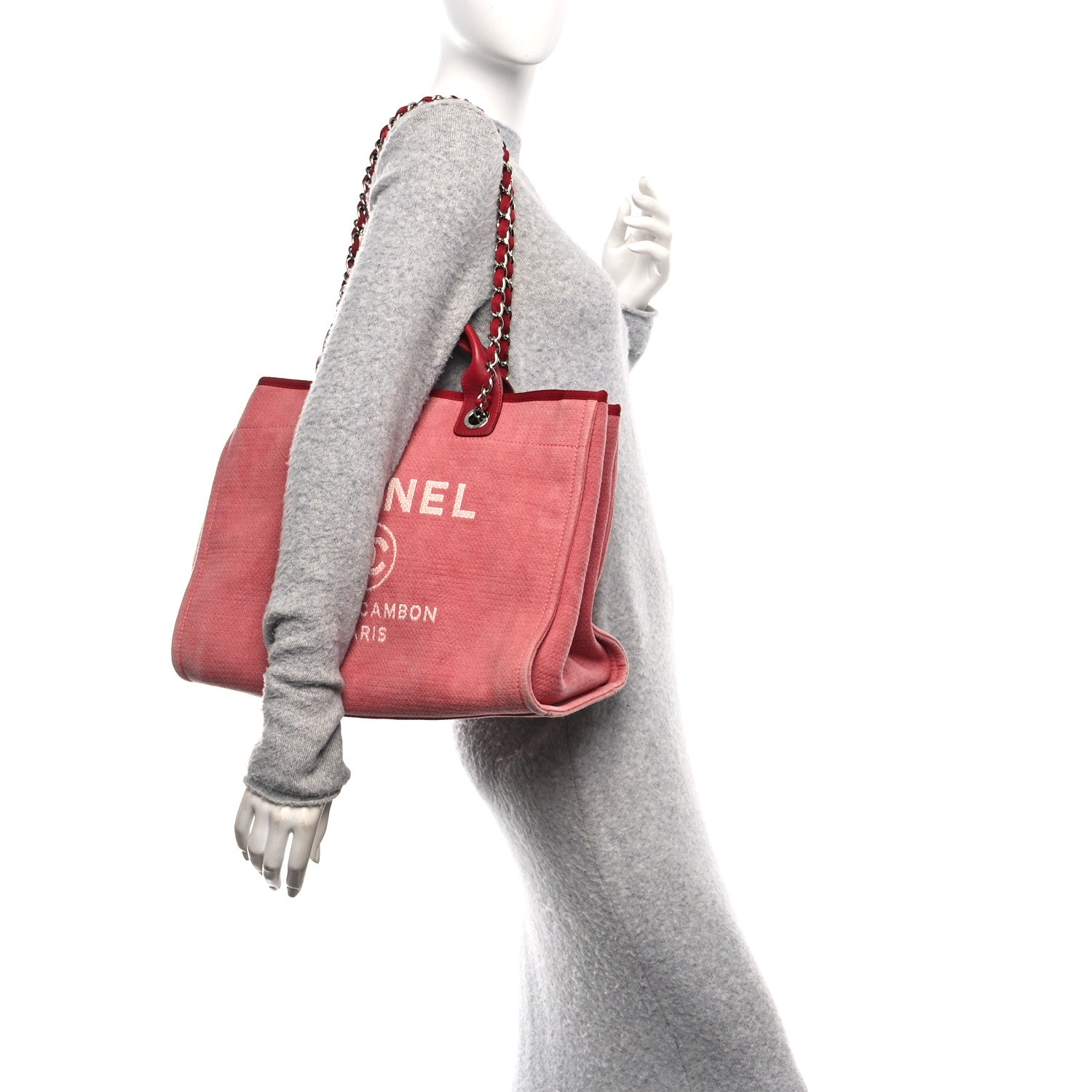 Canvas Medium Deauville Tote Red
