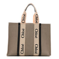 Cotton Calfskin Large Woody Ribbon Tote White Blue