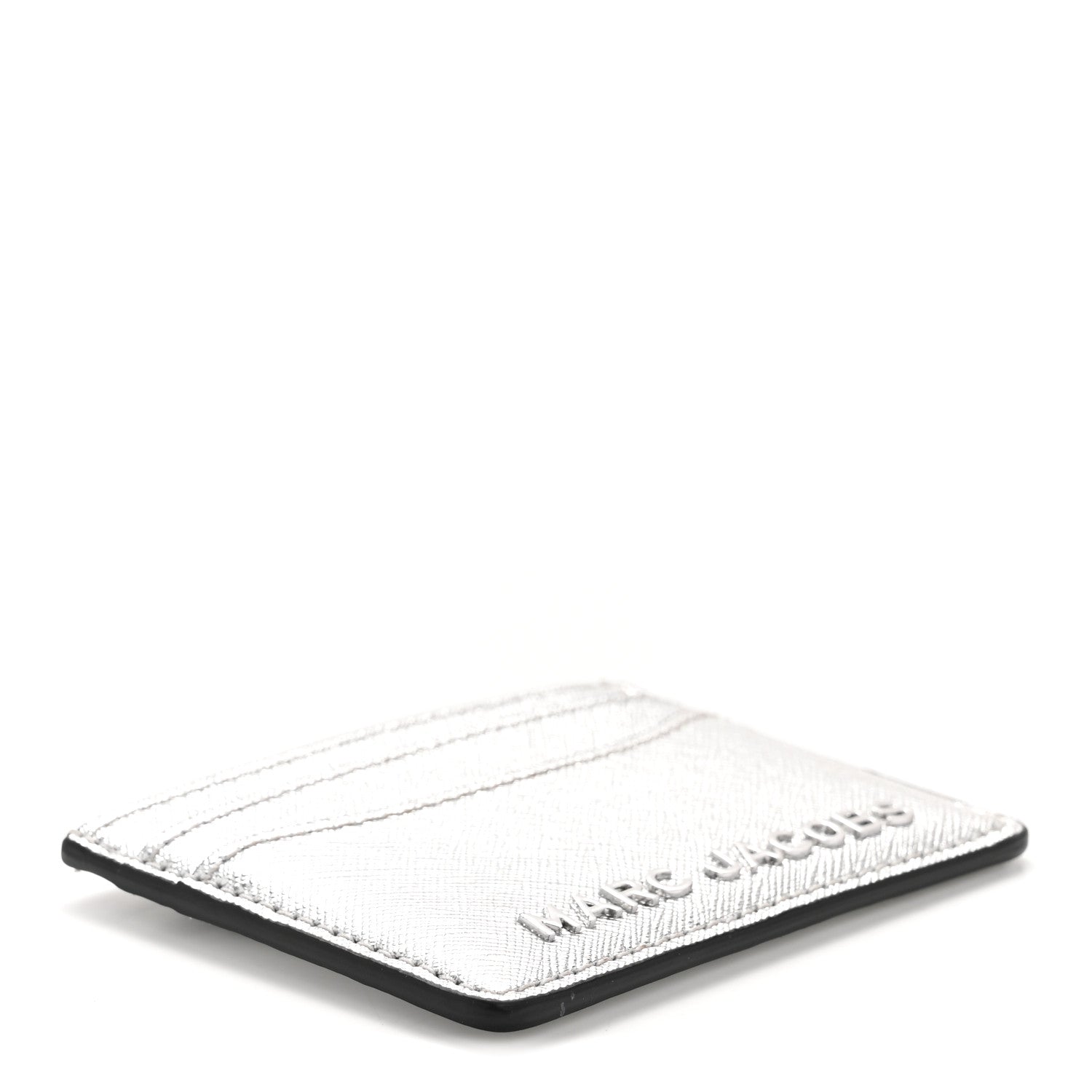 Metallic Saffiano holder Silver