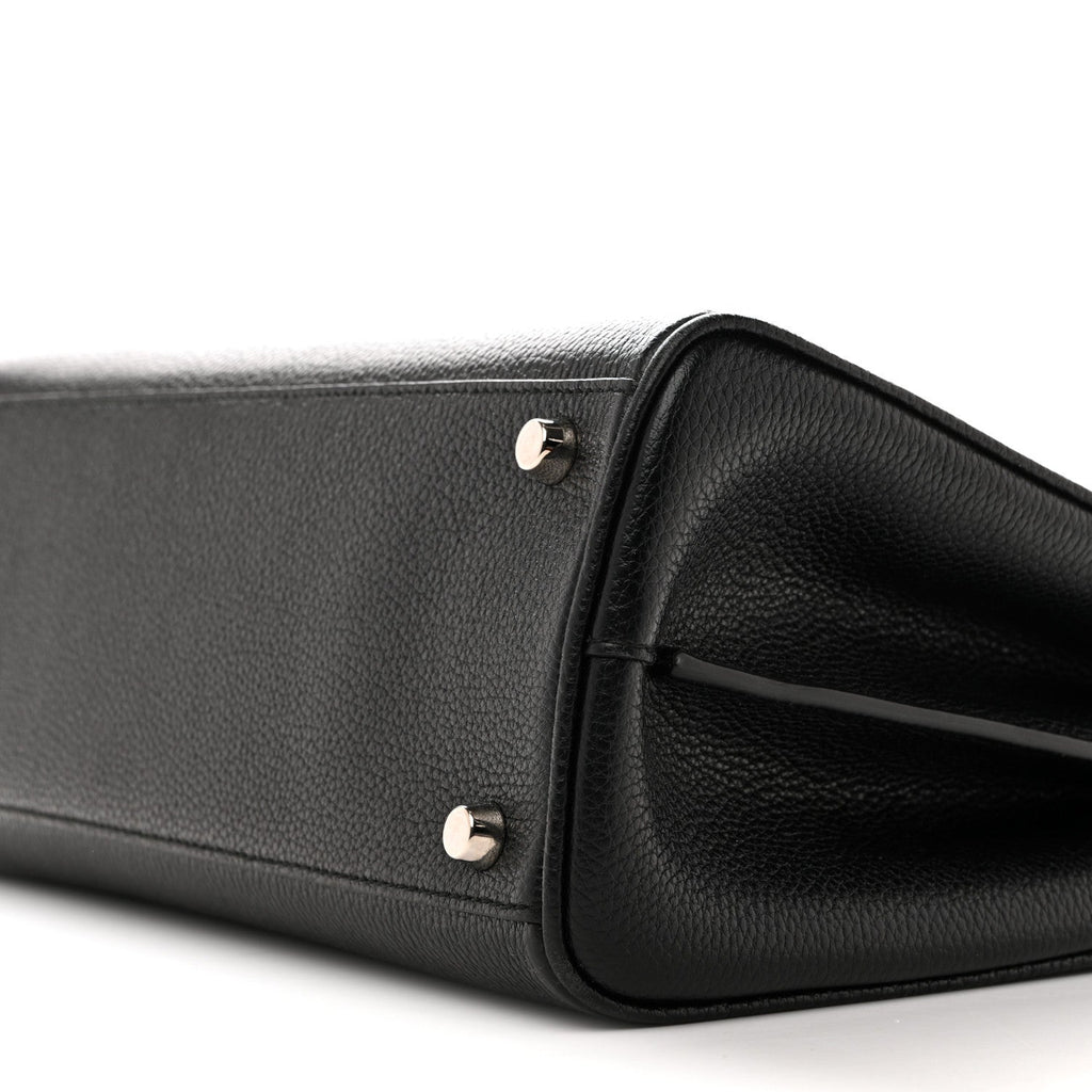 Grainy Calfskin Small Zumi Top Handle Bag Black